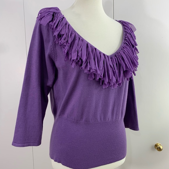 Whimsy by Sydney Easton XL sweater fringe V neck - Picture 5 of 8